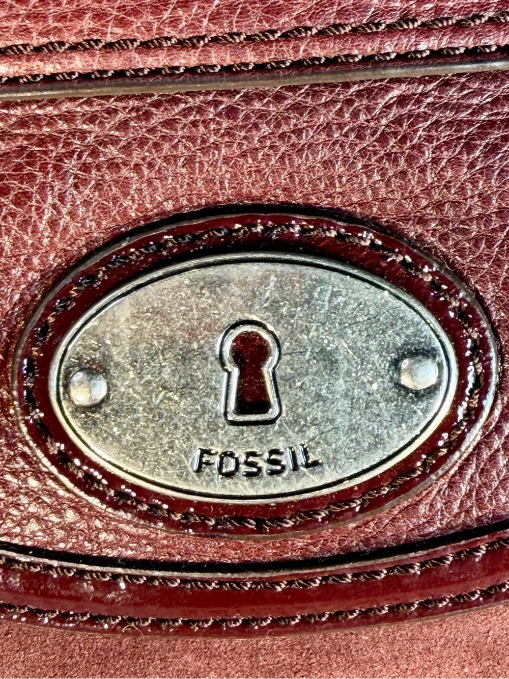 Fossil Burgundy Leather & Suede Crossbody